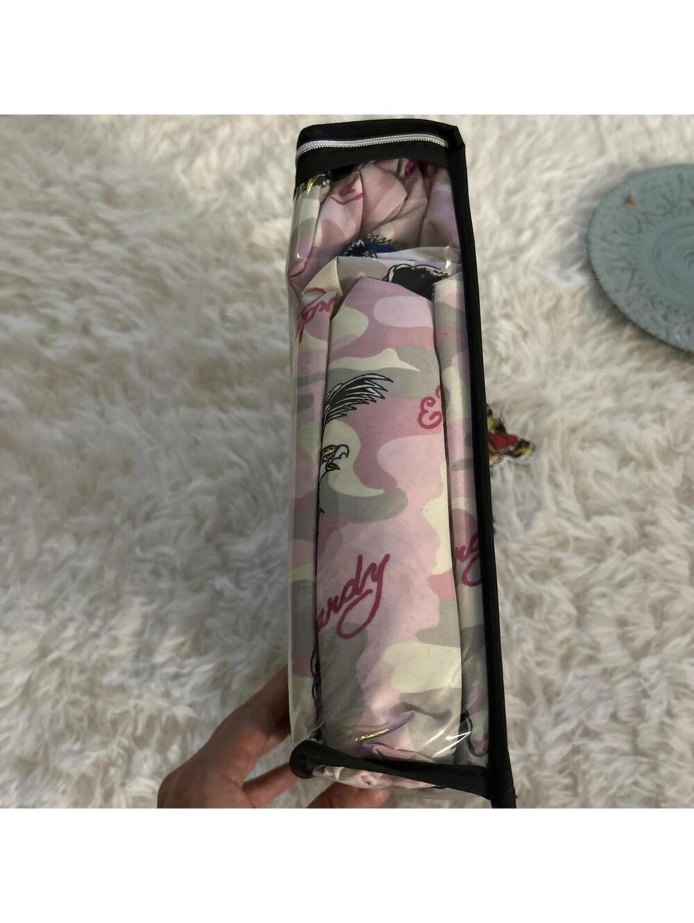 Ed Hardy Pink Gray Camo Sheet Set QUEEN Panthers Eagles Y2K w/4 Pillowcases NEW! - Picture 6 of 10